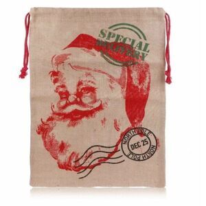 Santa Special Delivery North Pole DEC 25 Burlap Christmas Sack